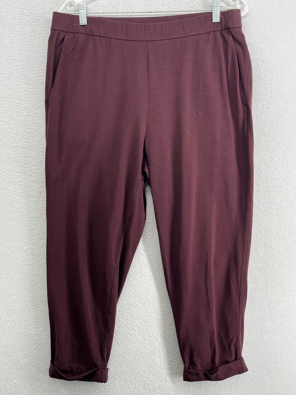 EILEEN FISHER Pants PL Stretch Organic Cotton Jersey Slouchy Cropped Currant